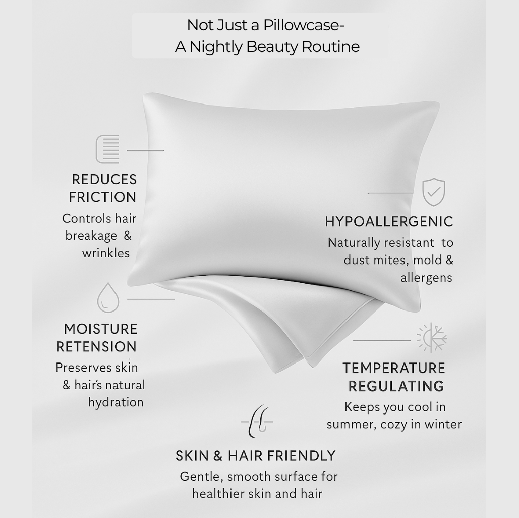 Moon Calm Pure Silk Pillowcase- Silver