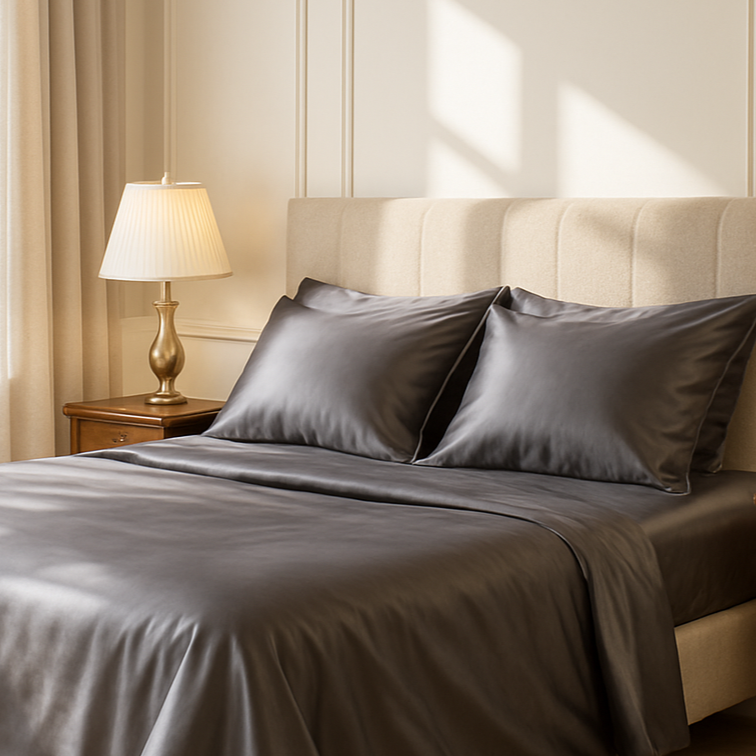 Grey Silk Bedsheet- Oeko Tex Certified