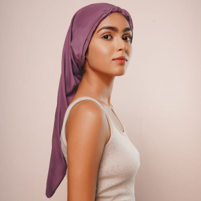 Dark Mauve Long Silk Hair Wrap