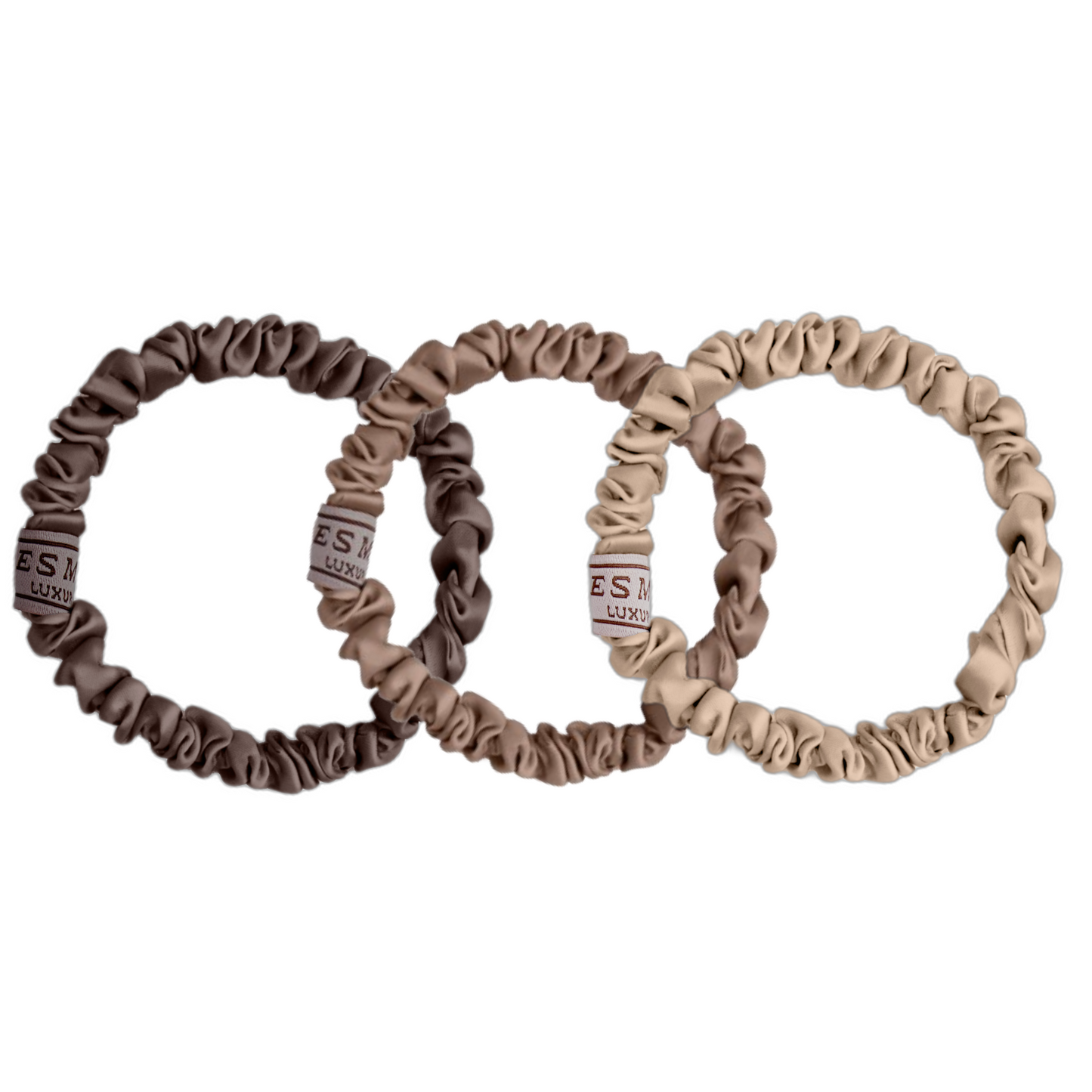 Brown Skinny Silk Scrunchies- 3