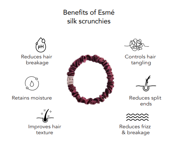 why silk scrunchies, reduce hair breakage, reduce split ends, hair tangle free, moisturised hair, soft hair, best in India